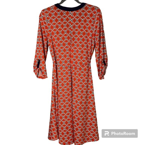 PerSeption Concept Dress MED Red Blue Stretchy Geometric Office Wear Boutique - Picture 2 of 12